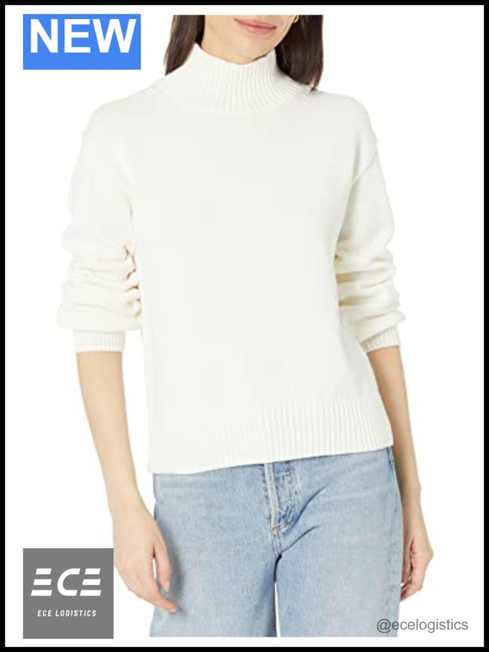 Women's Cotton Pullover Sweater Funnel Neck Blouson Sleeve